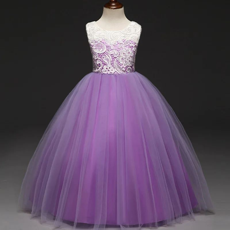 C00342 новая модная одежда для девочек в европейском и американском стиле газовое платье принцессы платья для девочек длинное кружевное платье