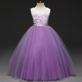 

C00342 Europe and America New Fashion Girl Clothes Gauze Princess Dress Girls Dresses long Lace Dress