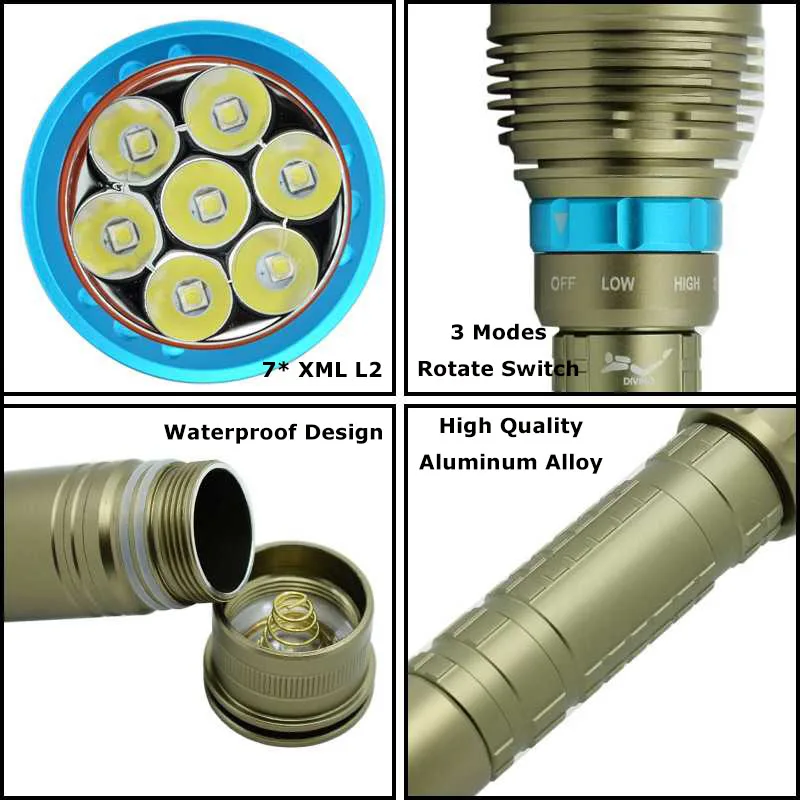 7 xml l2 diving flashlight waterproof torch 5
