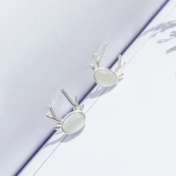 

XIYANIKE 925 Sterling Silver Stud Earrings Cute Deer Animal Inlaid Opal Fashion Engagement Jewelry For Women Christmas Gifts New