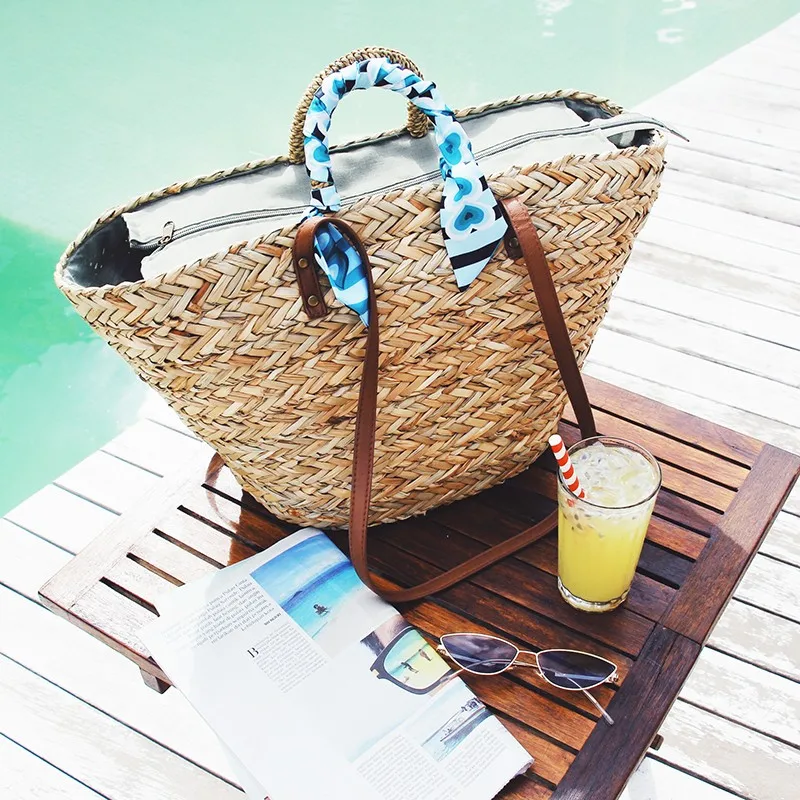 

Fashion 2018 Summer Bohemian Women Handbag Handmade Woven Straw Bags for Women Tote Bag Female Shoulder Bag Beach Bag