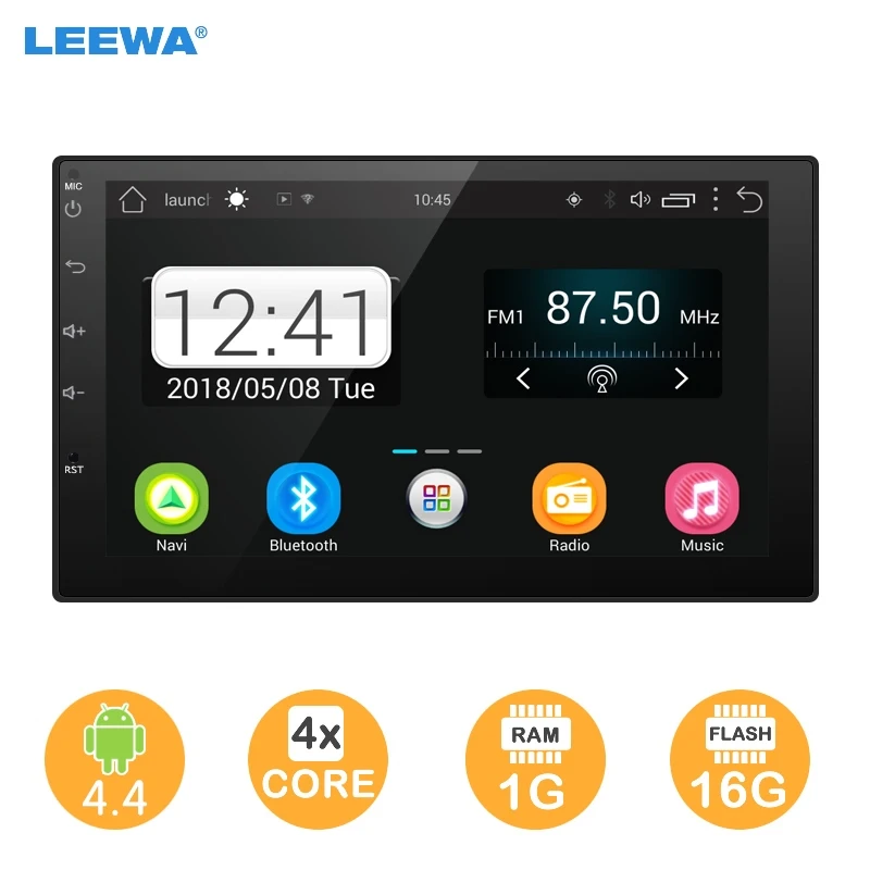 

LEEWA Ultra Slim 7inch Android 4.4 Quad Core Car Media Player With GPS Navi Radio For ISO 2DIN Car Installation #CA3153