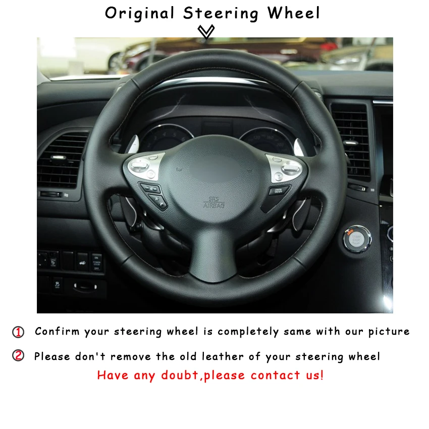 Carbon Fiber Leather Black Suede Steering Wheel Cover for Infiniti FX FX35 FX37 FX50 Nissan Juke Maxima 2009- Sentra