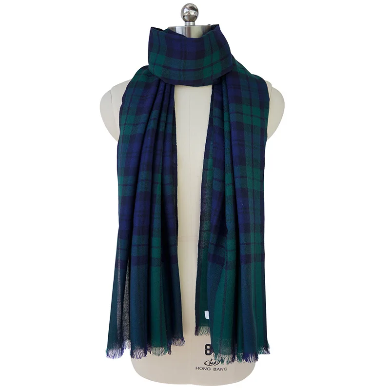 Непальский австралийская шерсть Шотландии клетчатый шарф шаль зеленый и красный тонкий тип заводская цена отличное качество - Цвет: Зеленый