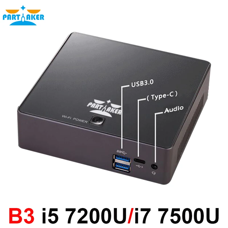 

Intel Core i5 7200U i7 7500U Partaker B3 Computer 7th Gen Kaby Lake Win10 Mini PC 4K HTPC minipc Nuc HD Graphics 620