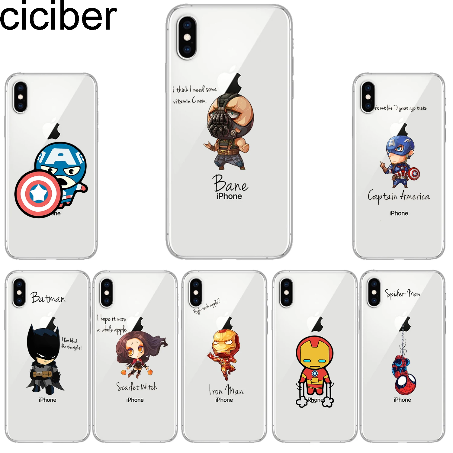 ciciber Phone Cases for IPhone 7 8 6 6s Plus SE 5s X Xs XR XS Max Soft TPU Back Cover 11 Pro 2019 Marvel Iron Man |