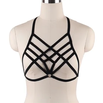 

Body Harness Bra Sexy Goth Lingerie for Women Sexy Top Cage Bralette Fetish Bondage Harness Plus Size festival Rave Bodysuit