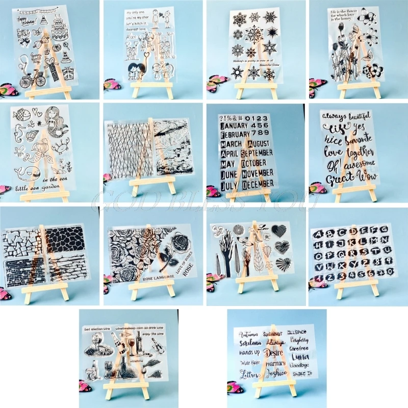 

DIY Silicone Clear Stamp Month Letter Number Cling Seal Scrapbook Embossing Album Decor Craft