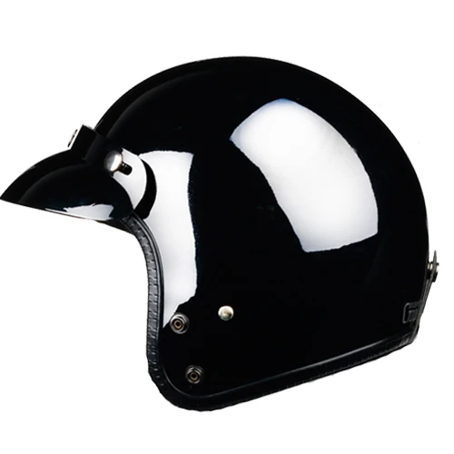 LDMET casco moto Винтаж moto rcycle шлем jet capacetes de moto ciclista vespa cascos para moto Кафе racer с открытым лицом - Цвет: bright black