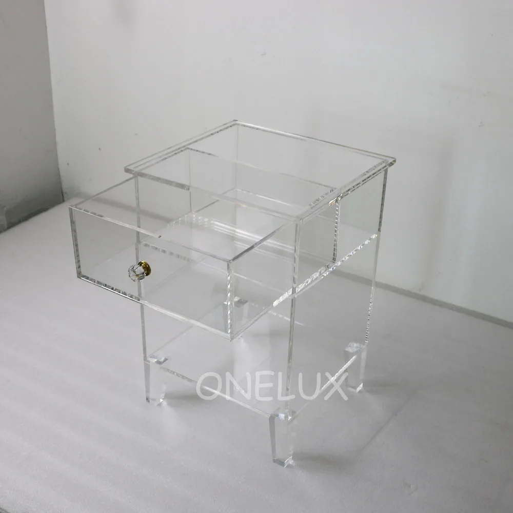 Один Lux прозрачный акриловый тумбочке одного ящика, lucite конце диван кабинет, стол