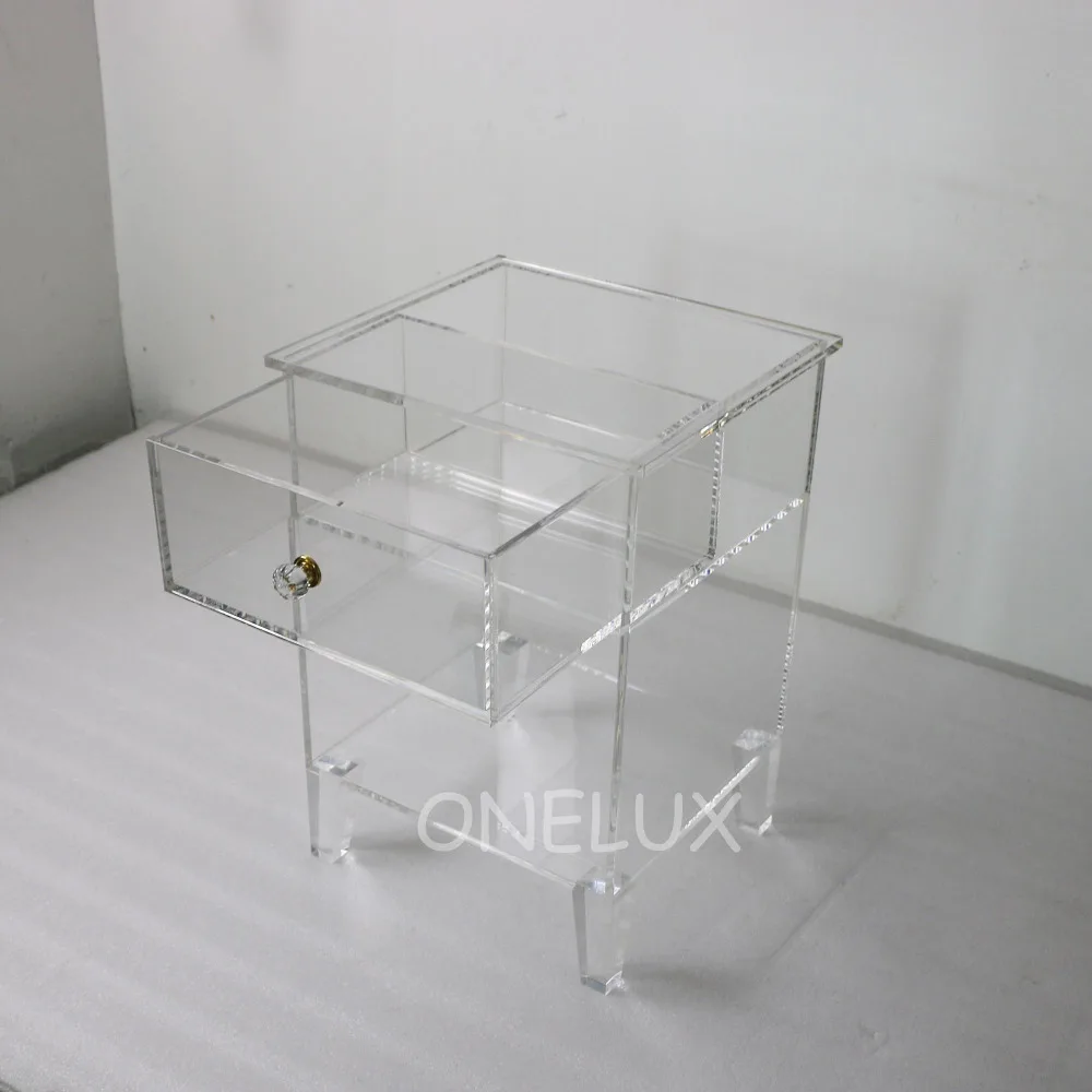 ONE LUX Clear Acrylic Nightstand Single Drawer,Lucite End Sofa Cabinet Table