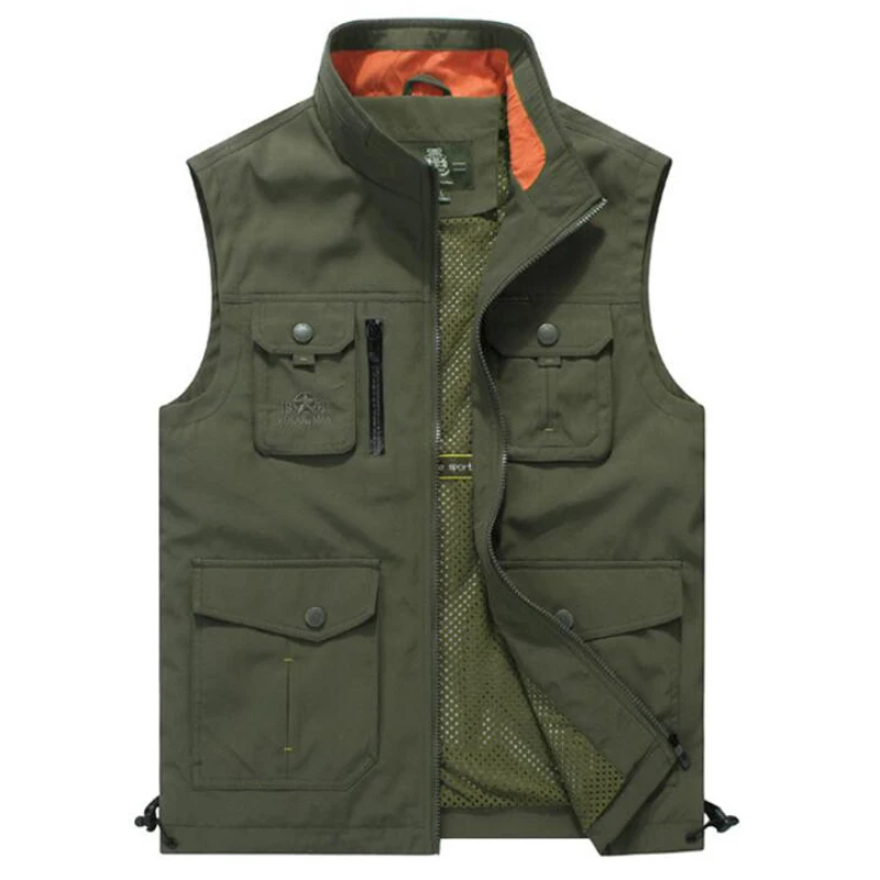 Afs Jeep Brand Vest Men Military Vest Waistcoat For Men Multi pockets Quick Dry Mesh Waistcoat