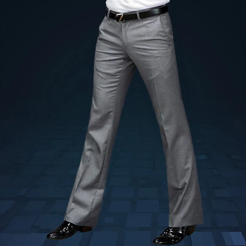 Новые мужские расклешенные брюки Повседневная мода теплые брюки драпировка широкая нога костюм мужские брюки большие брюки больше размера 28-35 36 37 - Цвет: Gray