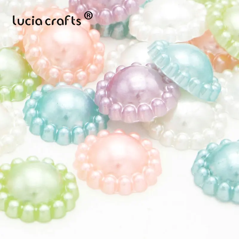 Lucia Crafts 50/100 шт цветок имитация жемчуга Flatback для скрапбукинга декор Сделай Сам