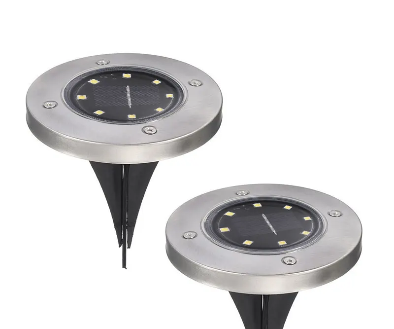 Chiclits 8 Leds Solar Powered Ground Light 4Pcs Waterproof Garden Pathway Deck Lights for Home Driveway Yard Lawn Road Lamp (15)