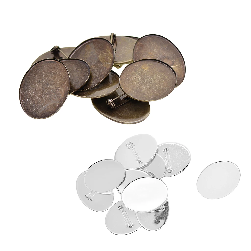 20 Pieces 4x3cm Blank Brooch Base Pin-Back Settings Blank Lapel Pin Tray For Cameo Glass Cabochon ,Crystal Beads ,Resin Crafts