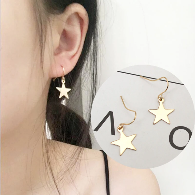 

Fashion Gold Silver Color Star Earrings For Women Drop Dangle Earrings Simple Statement Earrings Jewelry
