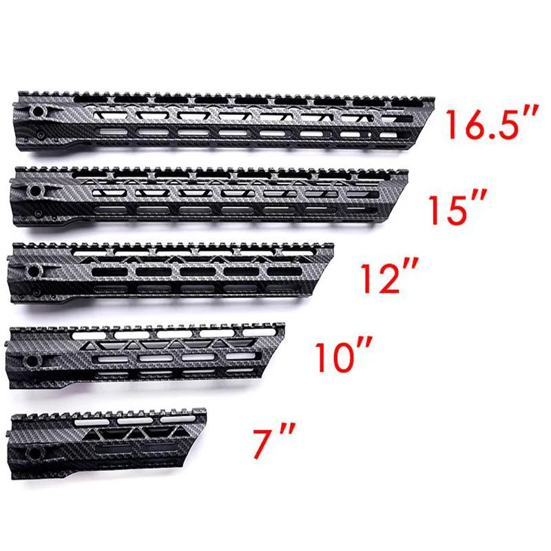 Охота M-LOK Бесплатная поплавок 37 слот 10 "12" 15 "полимер углеродного волокна Защита рук для направляющей Пикатинни Quad Rail Ultra Slim & Light Fit