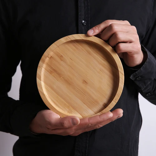 Direct bamboo wooden pallets solid wood tray rectangular bamboo tray wooden tray disc tea tray barbecue snack cake wooden plate - Цвет: 18x18