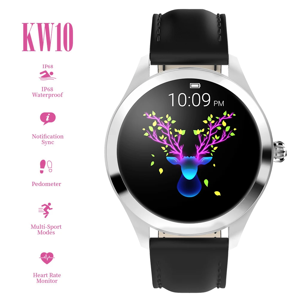 2020 Fashion Smart Watch Women KW10 IP68 waterproof Multi-sports modes Pedometer Heart Rate smartwatch Fitness Bracelet for Lady |