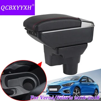 

QCBXYYXH Car Styling PU Leather Car Armrest For Hyundai Solaris Verna Central Storage Box Cover Interior With Cup Holders Case