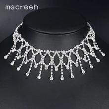 Mecresh уникальное серебряное золотое ожерелье с бахромой, колье для женщин, хрустальные стразы, свадебное обручальное ожерелье, ювелирное изделие MTL589