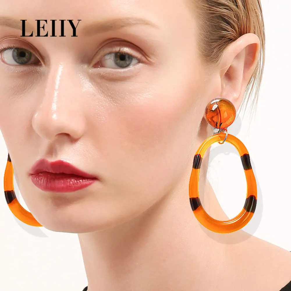 Buy LEIIY Unique Big Hollow Acrylic Earrings For Women