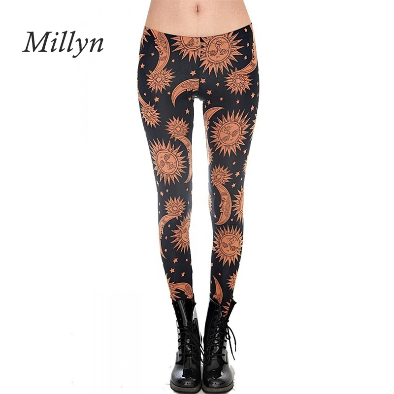 Millyn брендовые леггинсы новые модные женские Леггинсы с логотипом sun moon принтом
