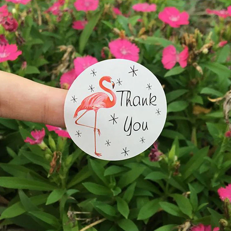 

MEIDDING 120Pcs Thank You Round Flamingo Sealing Sticker Happy Birthday Party Wedding Gift Wrap DIY Flamingo Decoration Supplies