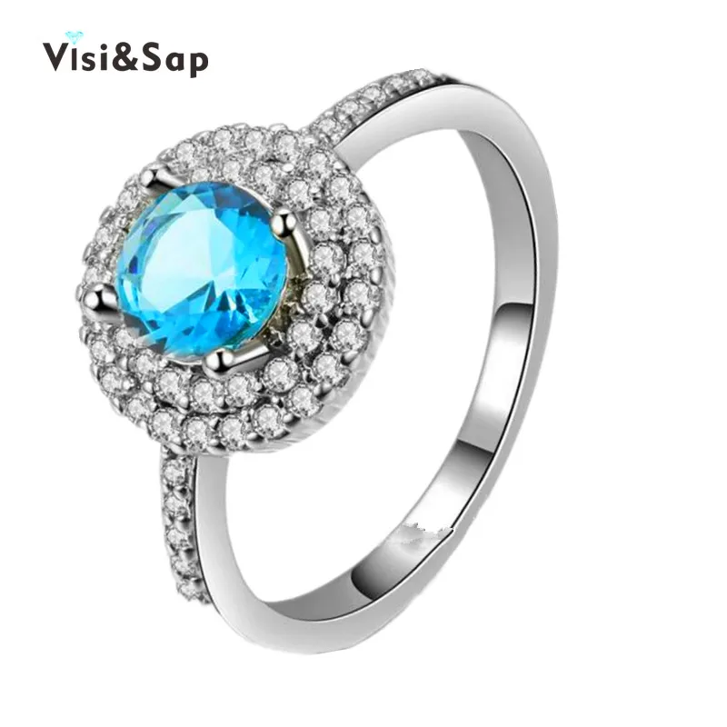 

Eleple Elegant Blue stone Rings For Women engagement ring bague White Gold Color fashion jewelry AAA zirconia Jewelry VSR182