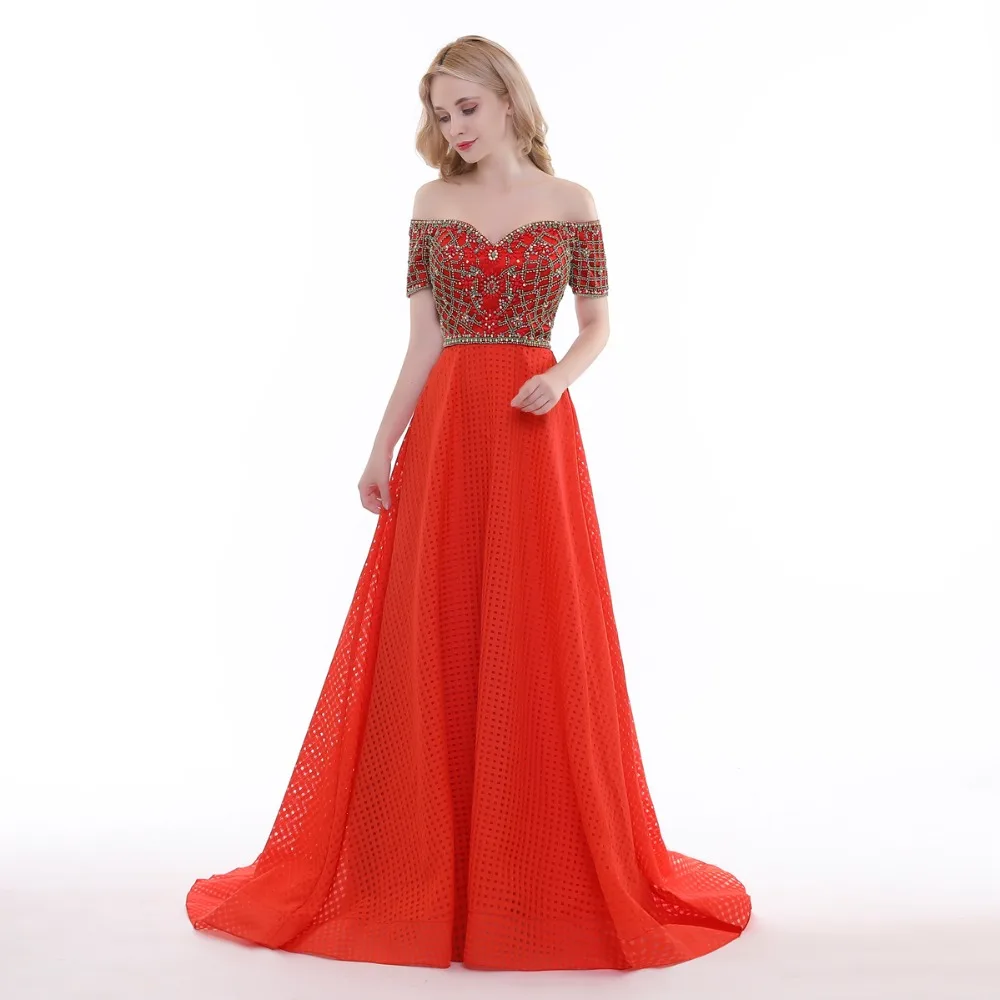 

Lemon joyce Prom Dress Lace With Beaded Boat Neck Off the Shoulder A-Line Lace Up Back Ladies Party Dress Evening Dresses Gowns