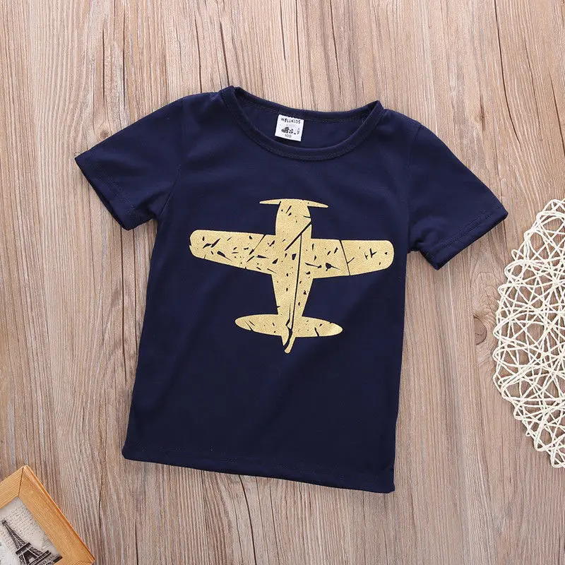 Pudcoco мальчик комплект От 1 до 6 лет Детская футболка для мальчиков с изображением самолетов, хлопковая блузка, рубашка, футболка, одежда для малышей, Топ