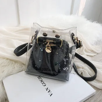 

Womens Bags Transparent Messenger Sequins Joker Jelly Shoulder taschen women bolsa masculina sac femme bolsa feminina 2019