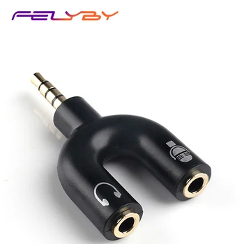 

HOT! U Shape 1 to 2 Audio Adapter 3.5mm Adaptor Suitable for headphone and speaker output and microphone recording input