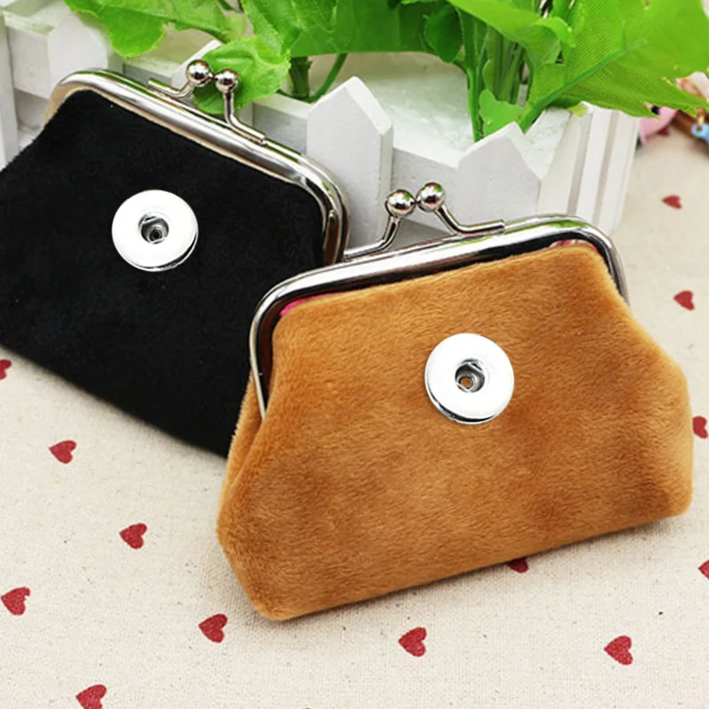 velvet 18MM Snap Buttons Jewelry Coin Purses Small Wallets Pouch Kids