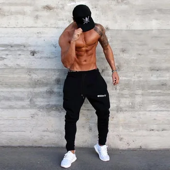 

2019 Men's Sweatpants Man Gym Sport Running Fitness Joggers Workout Trousers Male Training Exercise Cotton Pocket Zipper Pants