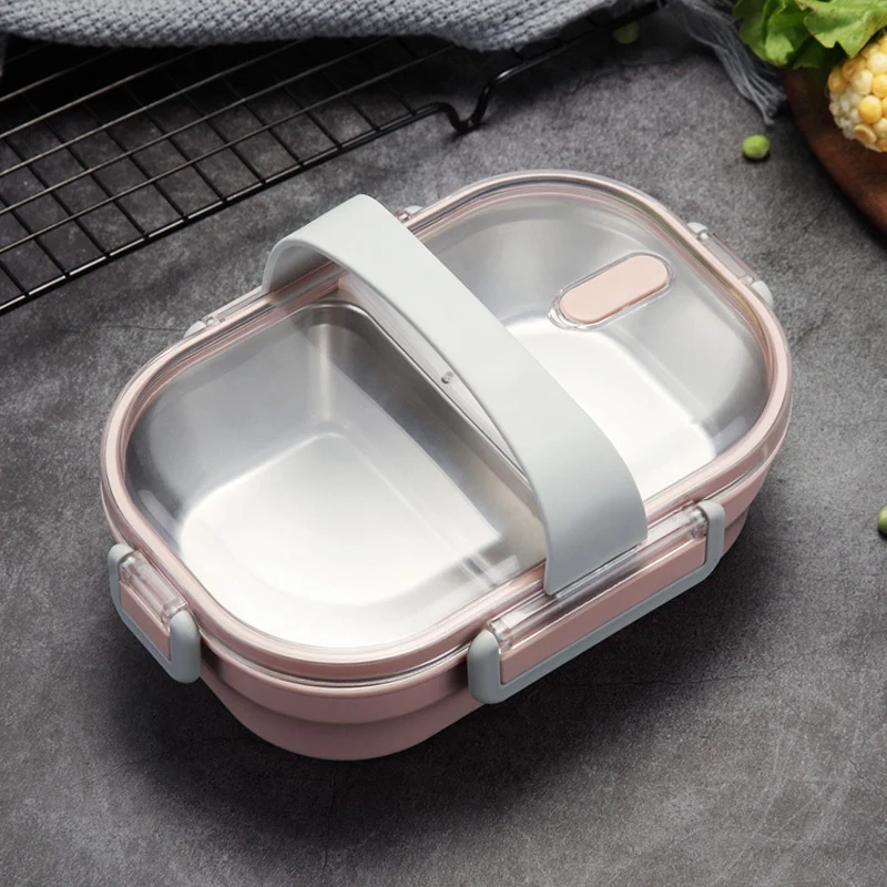 Переносная коробка для ланча, Детская школьная металлическая коробка Bento, кухонный герметичный контейнер для еды, коробка для еды, пластик+ нержавеющая сталь