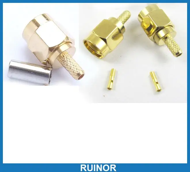 

50 sets RP SMA Male Crimp Coaxial Connector for RG174 RG179 RG316 RG188 Cables
