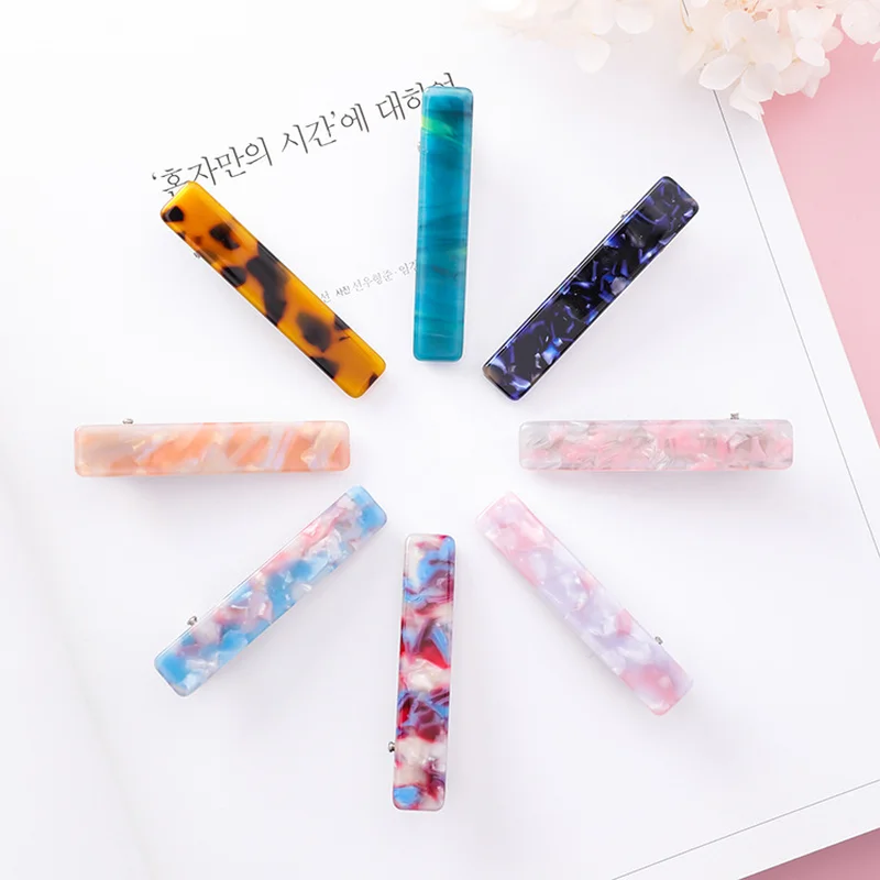 

Women Japanese Acetate Acid Natural Texture Elegant Hair Clips Headbands Metal Hairpins Long Colorful Stone Hair Accessories