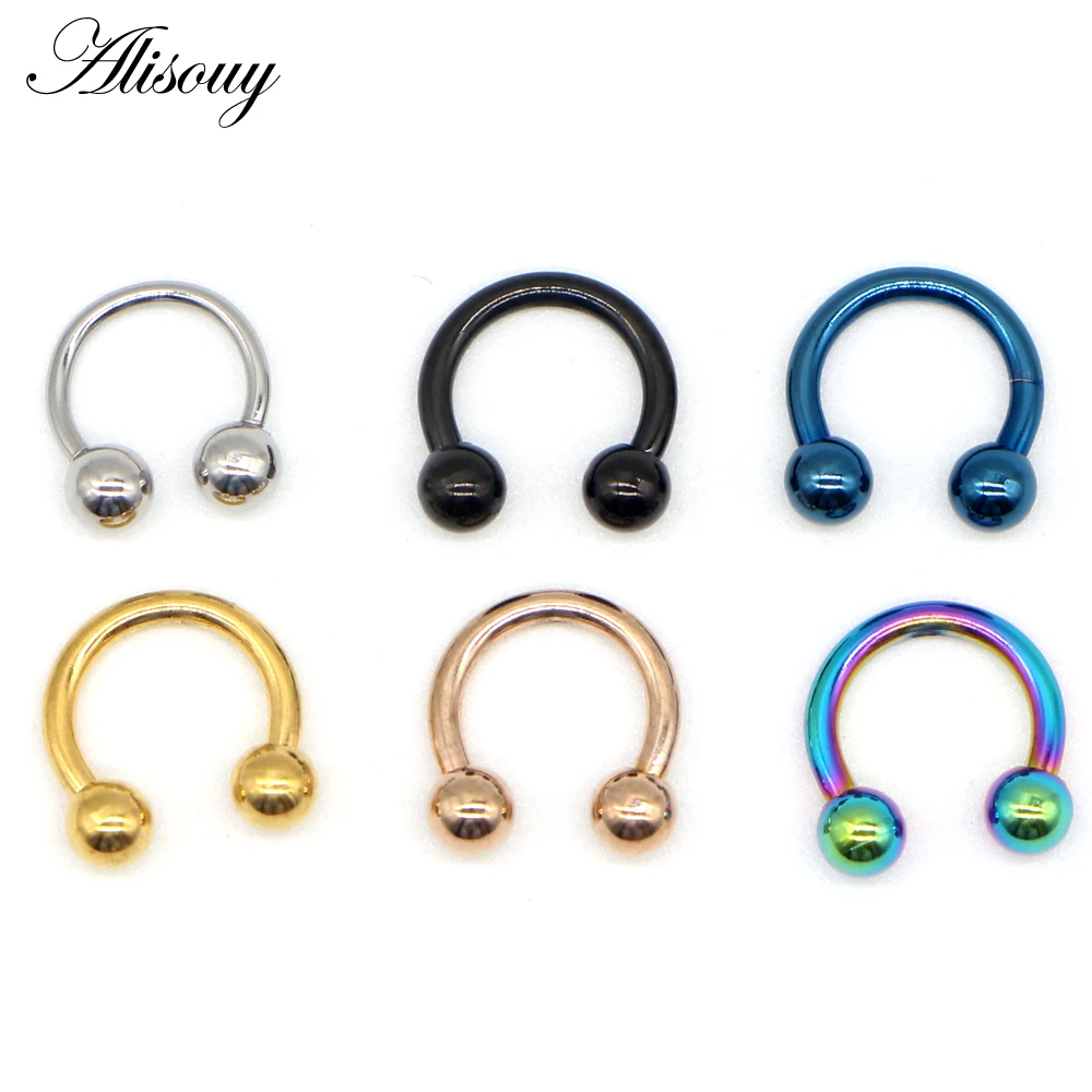 

Alisouy 1PC Tiatnium Anodized Circular Barbell Horseshoe CBR Septum Lip Labret Eyebrow Nose Ring Nipple Piercing Body Jewelry