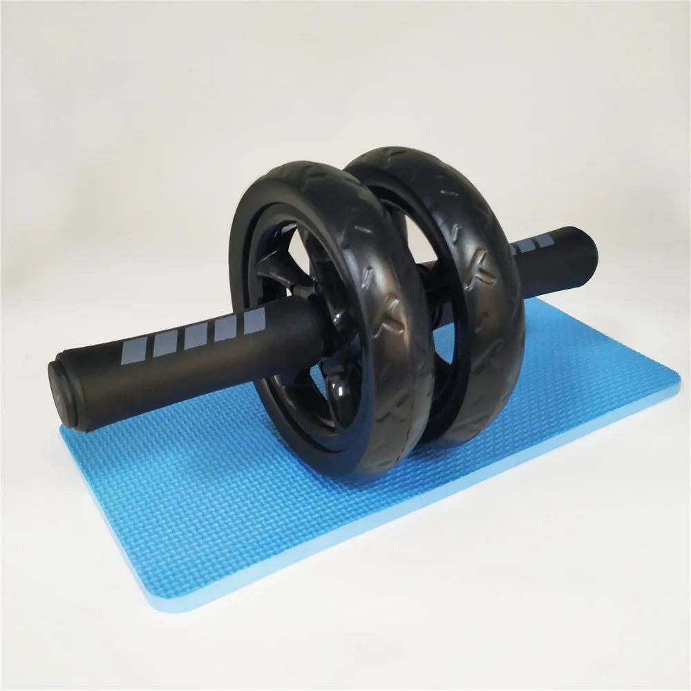 New Keep Fit Wheels No Noise Double Abdominal Wheel Ab Roller With Mat For Exercise Fitness Equipment Man Women GYM A