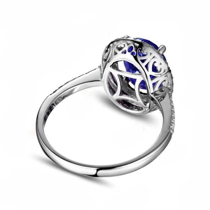 CAIMAO красивые 1.89ct Танзанит овальной формы обручальное кольцо с бриллиантом