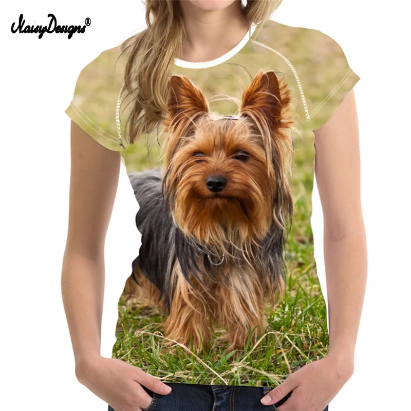 

NoisyDesigns Kawaii Yorkshire Terrier Woman T Shirts Brand Designer Casual Tshirt Girl Fashion Breathable Short Sleeve Top Shirt