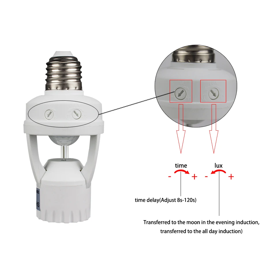 Смарт-110 V-240 V 60W ПИР Индукционная инфракрасный датчик движения Сенсор светодиодный Основание светильника E27 держатель с светильник Управление переключатель лампы гнездо адаптера