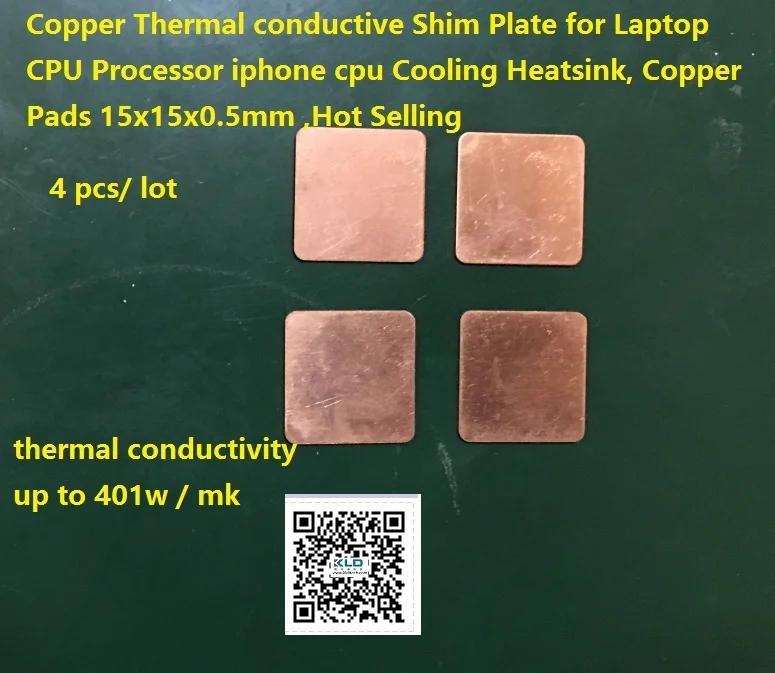

Copper Thermal conductive Shim Plate for Laptop CPU Processor iphone cpu Cooling Heatsink, Copper Pads 15x15x0.5mm,Hot Selling