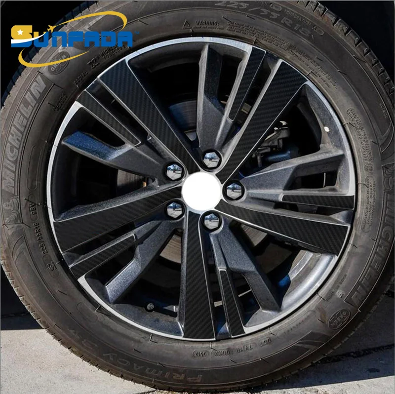 Sunfada 1" углеродного волокна rimprints для центрального движения колеса наклейка на обод наклейки для PEUGEOT 3008 5008 стайлинга автомобилей