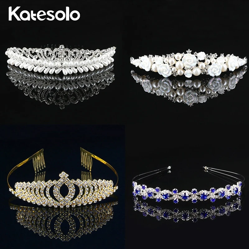 

Luxury Princess Wedding Prom Crown Tiara Bridal Big Crystal Pearl Hair Jewelry For Women & Girl Hair Accessories Love