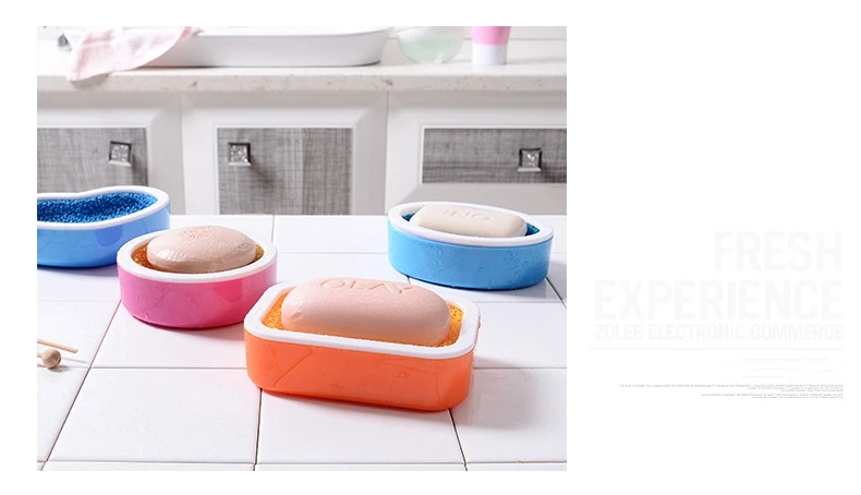 FEIGO 1 шт. губка мыльница со смайликом аксессуары для кухни и ванной комнаты домашний гостиничный ящик держатель для слива круглое сердце/квадратная форма F305