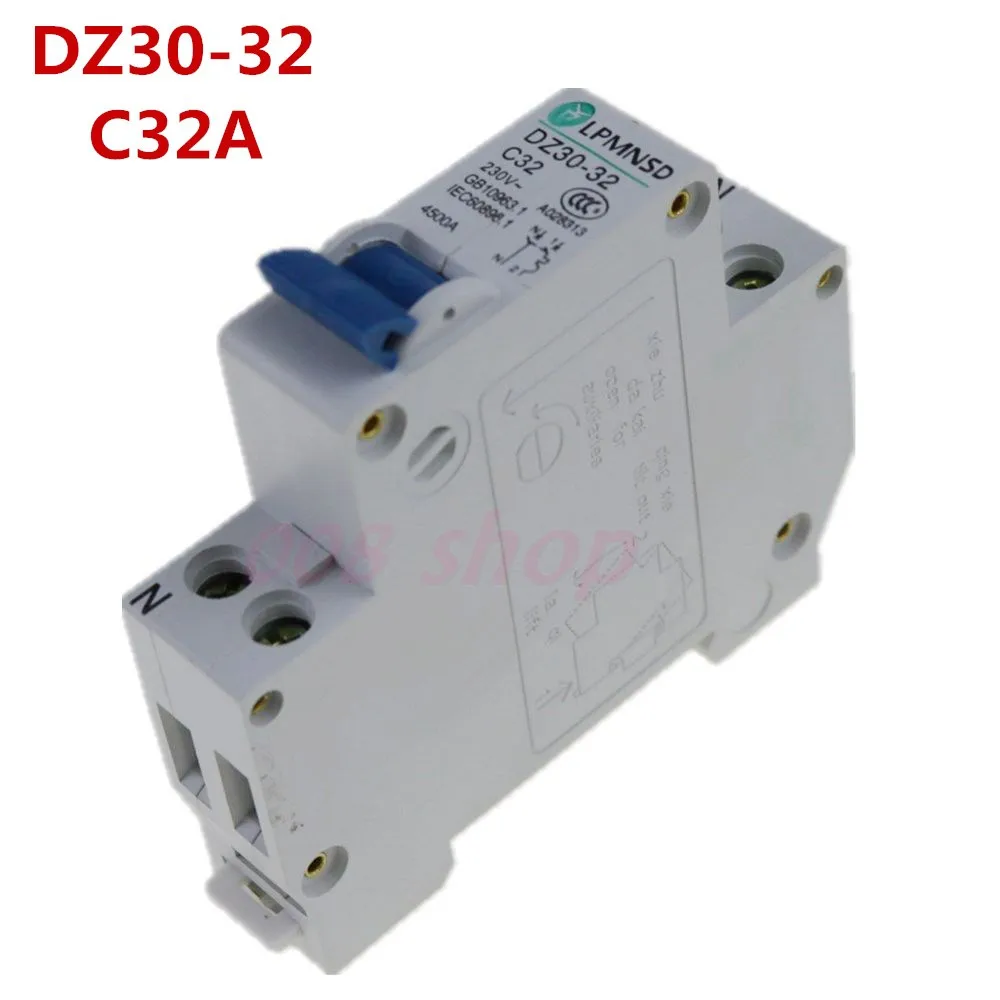 Мини-автоматический выключатель DPN DZ30-32 1P + N 32A 220 В 230 50 Гц 60 | Обустройство дома