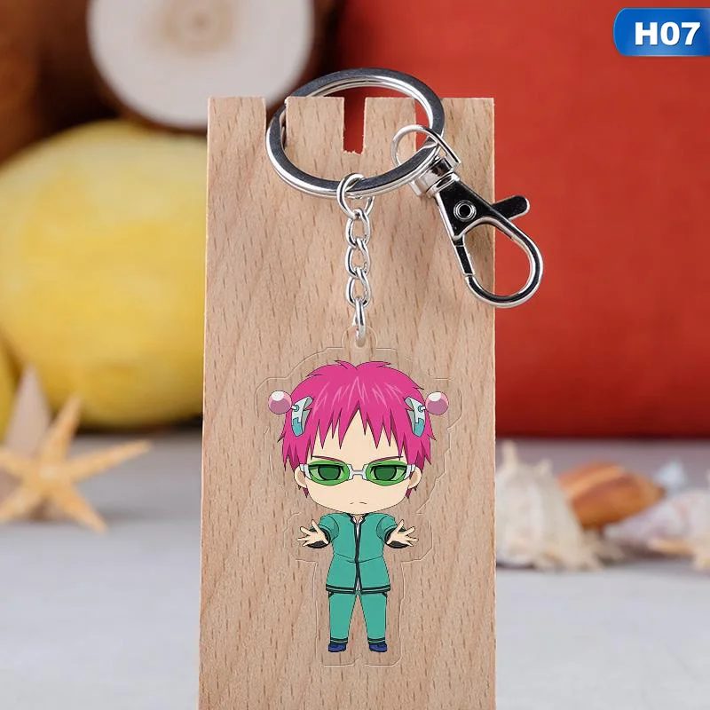 

Japanese Anime The Disastrous Life Of Saiki Kusuo Key Chain Pendant Acrylic Keychain Cartoon Image Key Ring